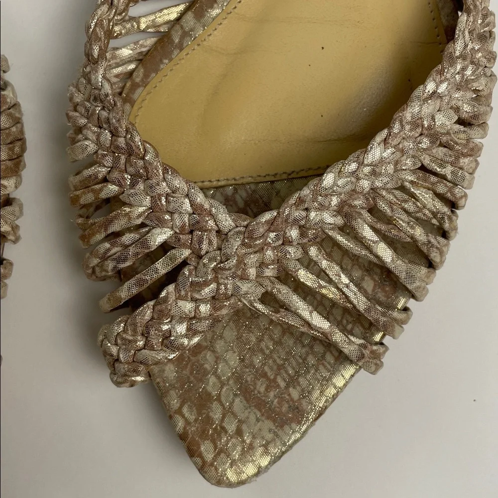 ALEXANDRE BIRMAN Agatha Flat Sandals Metallic Gold Leather. 39.5. - Picture 3 of 14